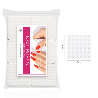 300pcs/Pack Lint-free Nail Polish Remover Napkin Colorful Cotton Wipes Paper Pads UV Gel Dust Cleaner Cleaning For Manicure Tool