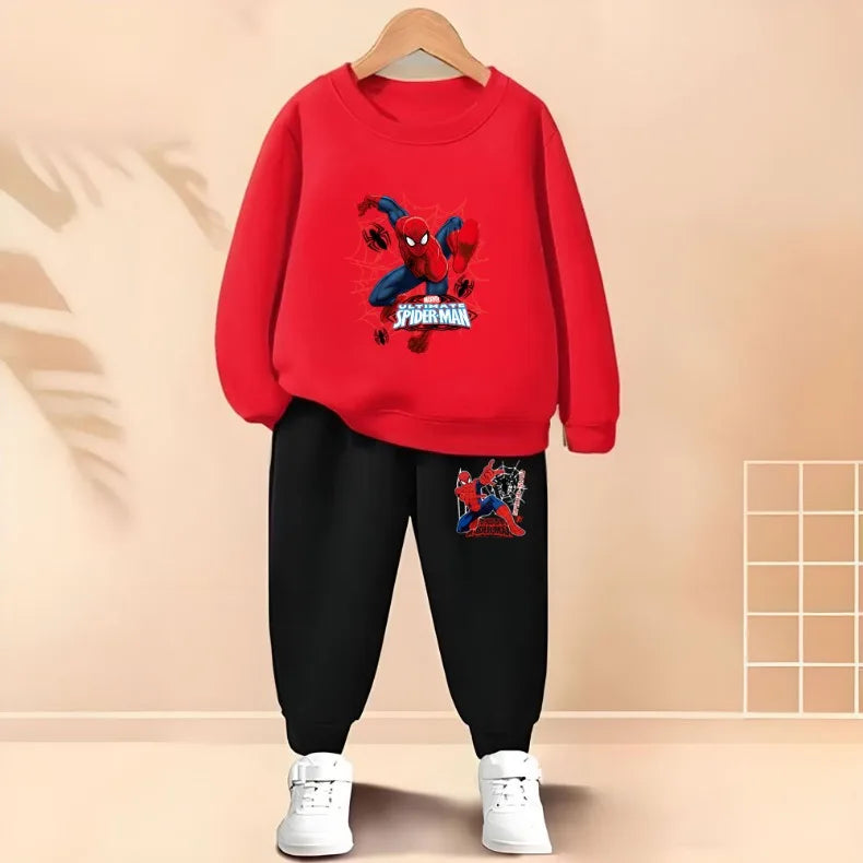 2026 Spring Autumn Children's Hoodies Sets Boys Cartoon print Pullover and Long Pants Two Piece Set Kids Casual Thin Tracksuit