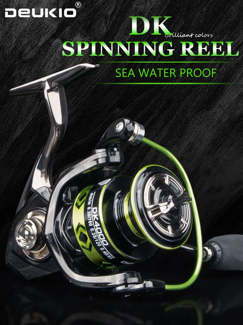 DEUKIO DK Spinning-rulle – Helmetall, 12kg Drag, 5.2:1, Salt- & Sötvatten