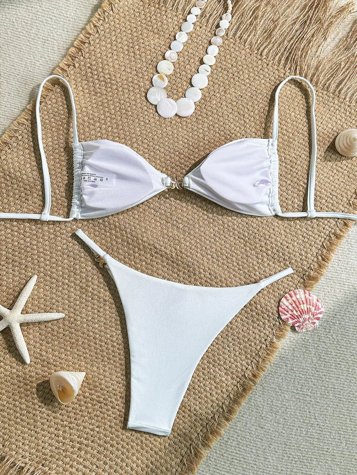 Sexy Solid Color Swimsuit Women' Swimwear 2026 New Bandeau Bikinis Rings Bikini Bandage Beachwear Two Piece Bathing Suit