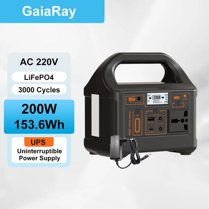 Gaiaray Portable Power Station 500W 300W 200W 100W Solar Generator UPS LiFePO4 Battery LED Light Solar Charging Station for Home Outdoor Emergency Power Bank