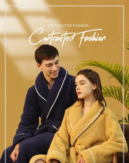 Female Autumn and Winter Warm Long Flannel Thick Couple Bath Bathrobes Men Women Pajamas Shower Robe Bath Towels For Adults