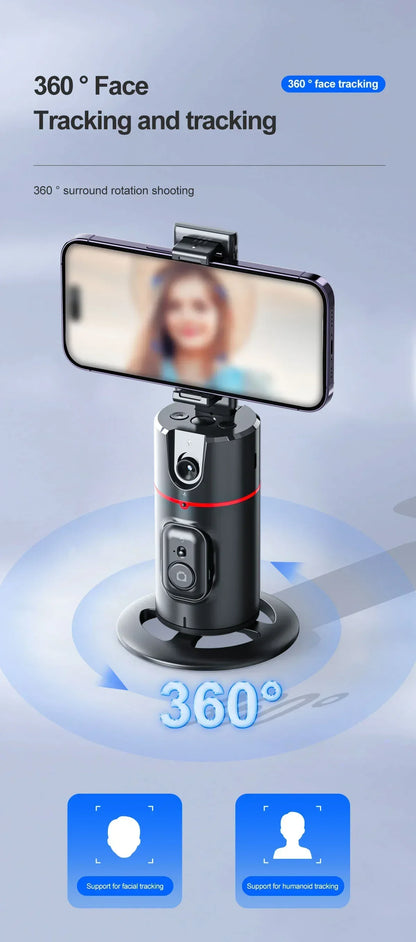 P02 360 ° Rotation Desktop Phone Stand Automatic Face Tracking for iPhone 16 15 Samsung S23 Xiaomi Handheld Gimbal Selfie Stick