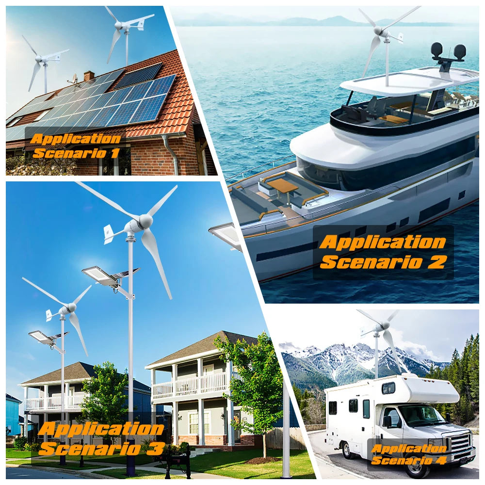 SMARAAD Horisontell Vindturbin 3kW/8kW – Låg Startvindhastighet Hybrid Sol+Vind Off-Grid Batterisystem 12–96V EU-lager Polen CE