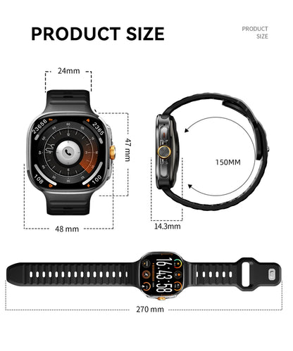 2026New 5G SIM Smart Watch 2.4" AMOLED 8+128GB GPS+NFC WIFI 1000W HD Camera IP68Waterproof Health Monitor Android Smartwatch Men