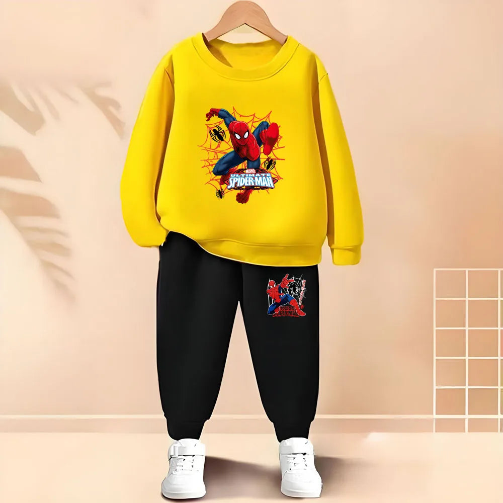 2026 Spring Autumn Children's Hoodies Sets Boys Cartoon print Pullover and Long Pants Two Piece Set Kids Casual Thin Tracksuit