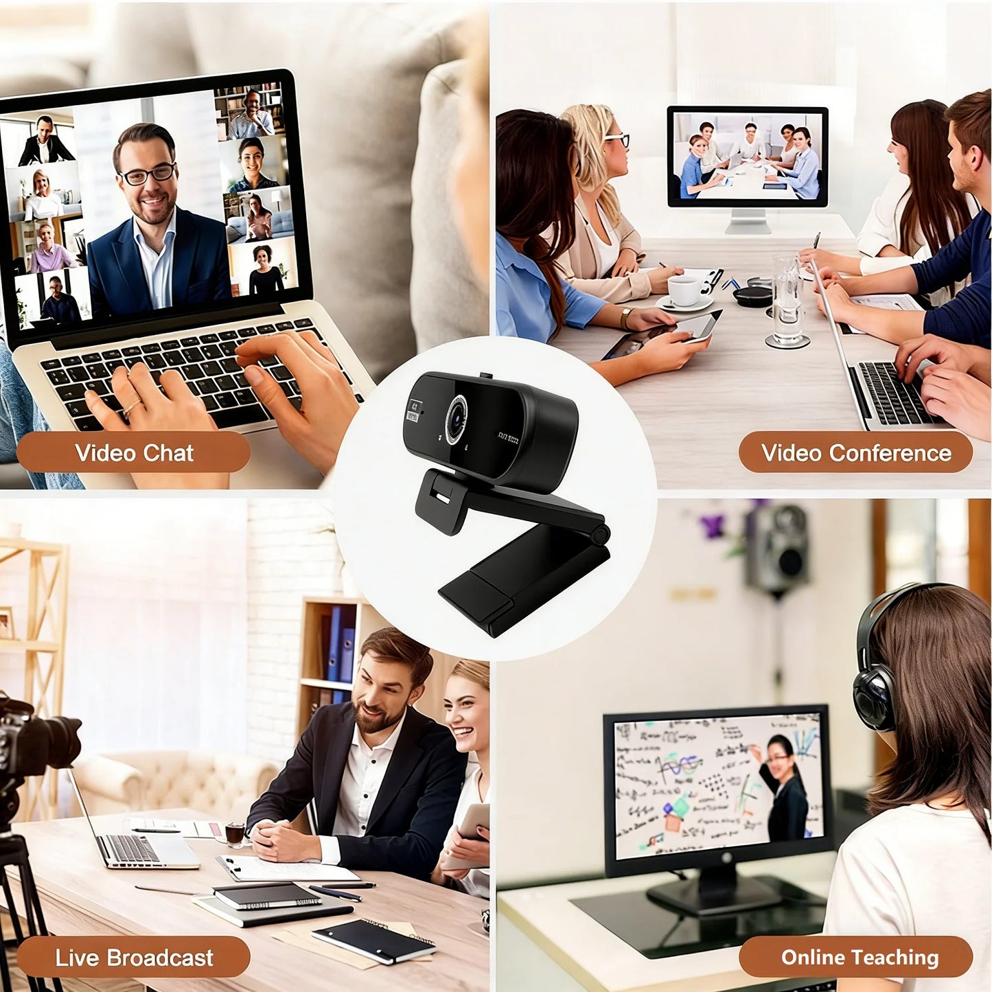 4K Webcam for PC 30fps Autofocus Web Camera With Noise Reducing Microphone Privacy Cover Auto Exposure USB 2.0 Type-C Adapter