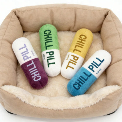 Pet Pill Indestructible Plush Capsule Dog Play Toy With Squeaker Safe Dog Tough Puppy Supplie Toys Resistant Dogs Tooth Chew Toy