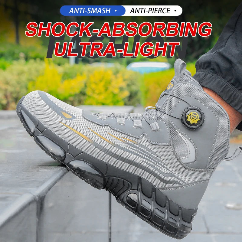 2026 High-Top Rotating Buckle Safety Shoes for Men and Women, Labor Protection Shoes, Protective Shoes, Work Shoes, Shock-Resist