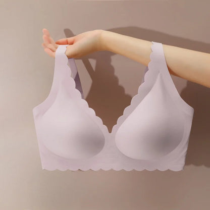 Women's No Trace Bra Plus Size Gather Without Steel Ring Underwear Soft Support Comfortable Sleeping Bra Anti-sagging Lingerie