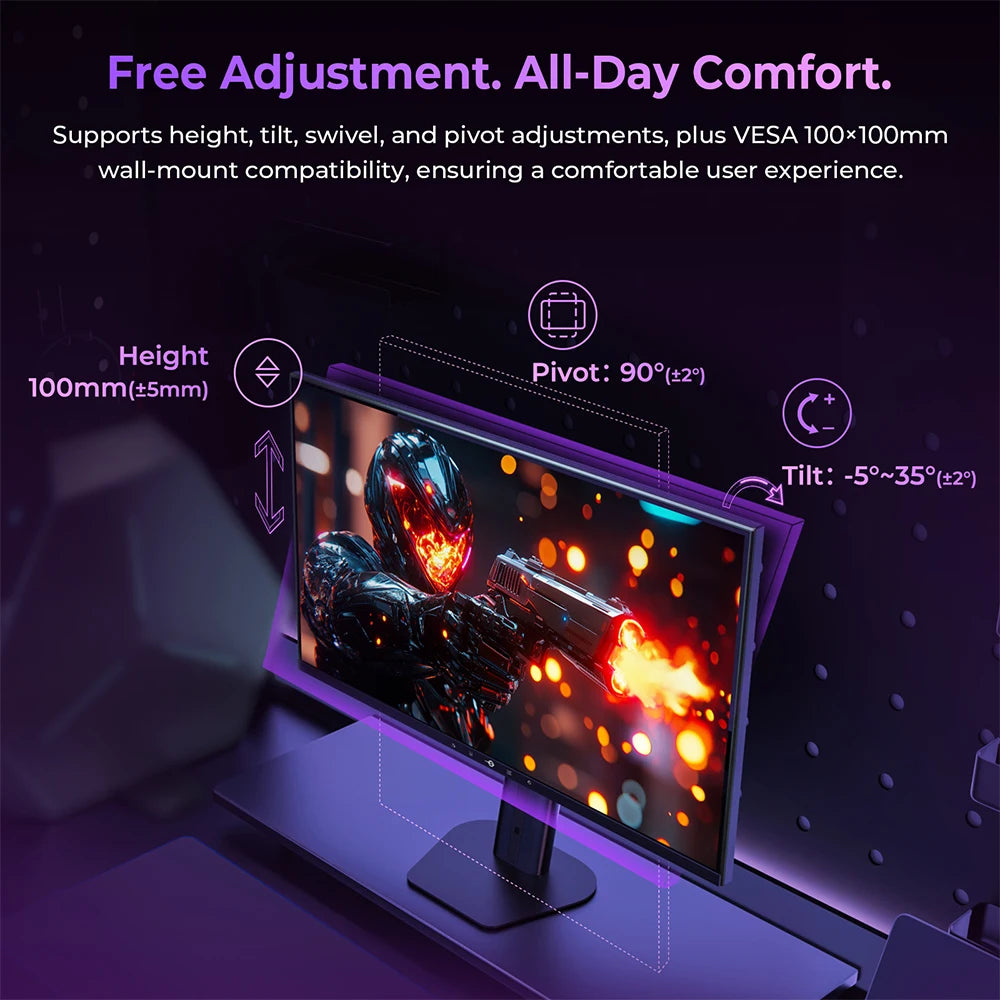 TITAN ARMY KF271S PLUS 27inch 240Hz Gaming Monitor - QHD Fast IPS, 2560x1440, HDR400, Height-Adjustable Stand, Dual RGB Edge Lights, DP/HDMI, Competitive Esports & Pro Gaming