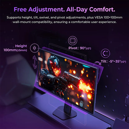 TITAN ARMY KF271S PLUS 27inch 240Hz Gaming Monitor - QHD Fast IPS, 2560x1440, HDR400, Height-Adjustable Stand, Dual RGB Edge Lights, DP/HDMI, Competitive Esports & Pro Gaming