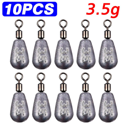 Fishing Weight 10PCS 3.5g 5g 7g 10g 14g 20g Tube Bullet Quick Rod Jig Head Casting Metal Tackle Kit Pesca Tool Plumb Pendant