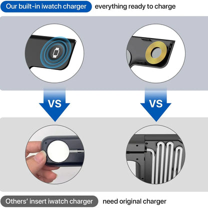 15W 3 in 1 LED Fast Wireless Charger Stand Foldable Charging Station For IPhone17-11 Apple Watch 9 8 7 6 5 Airpods Pro