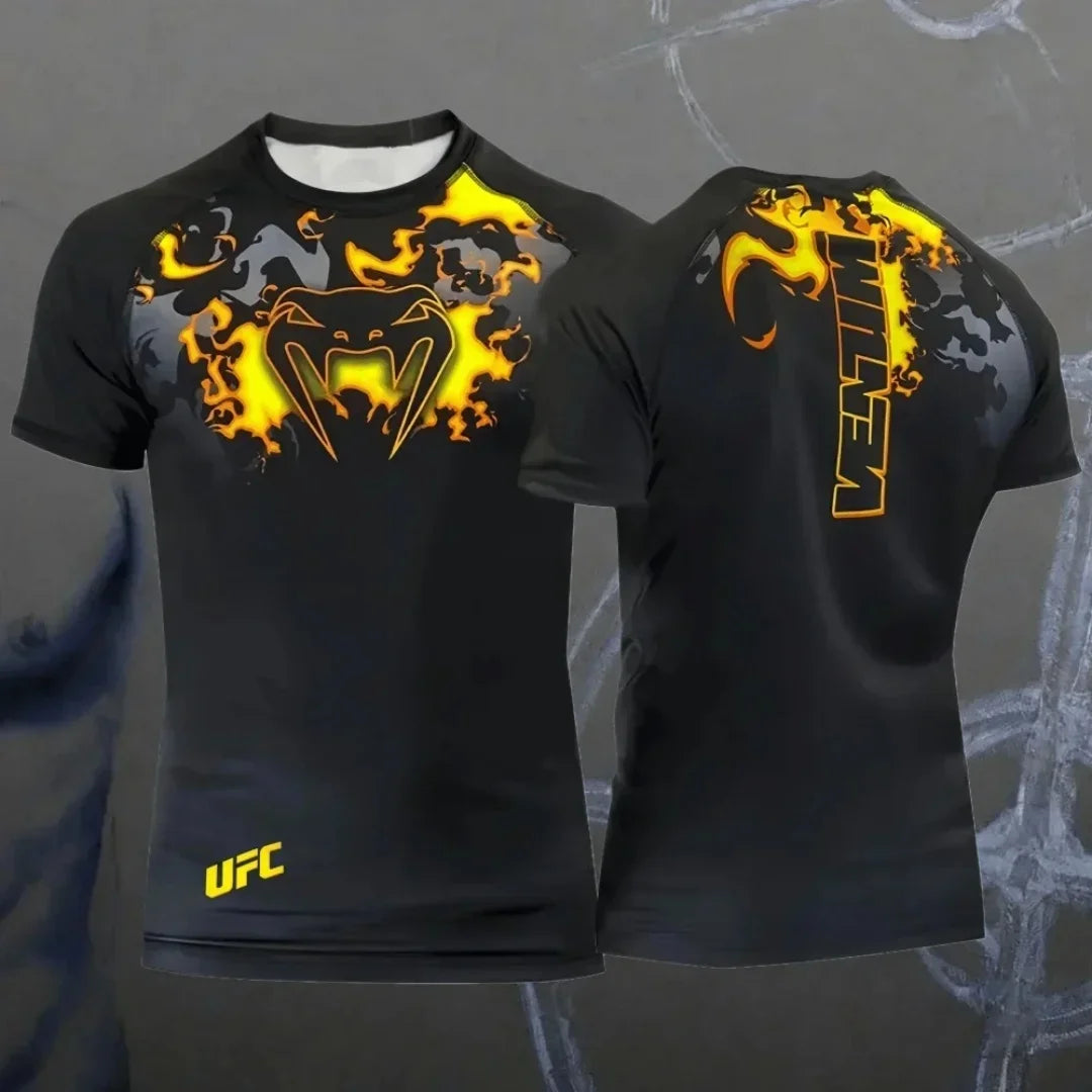 Men's T-shirt Fashion Quick Drying Casual Breathable O-neck Short Sleeve Tops Hot Summer Selling UFC Boxing Fighting Competition