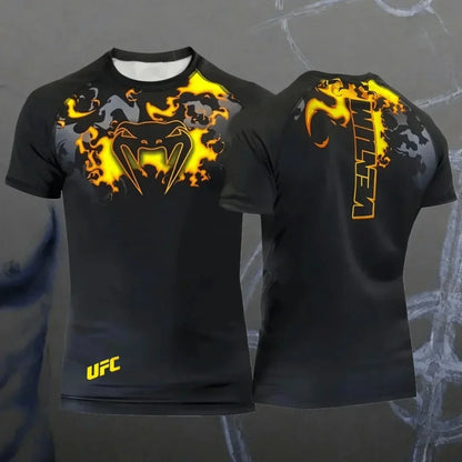 Men's T-shirt Fashion Quick Drying Casual Breathable O-neck Short Sleeve Tops Hot Summer Selling UFC Boxing Fighting Competition