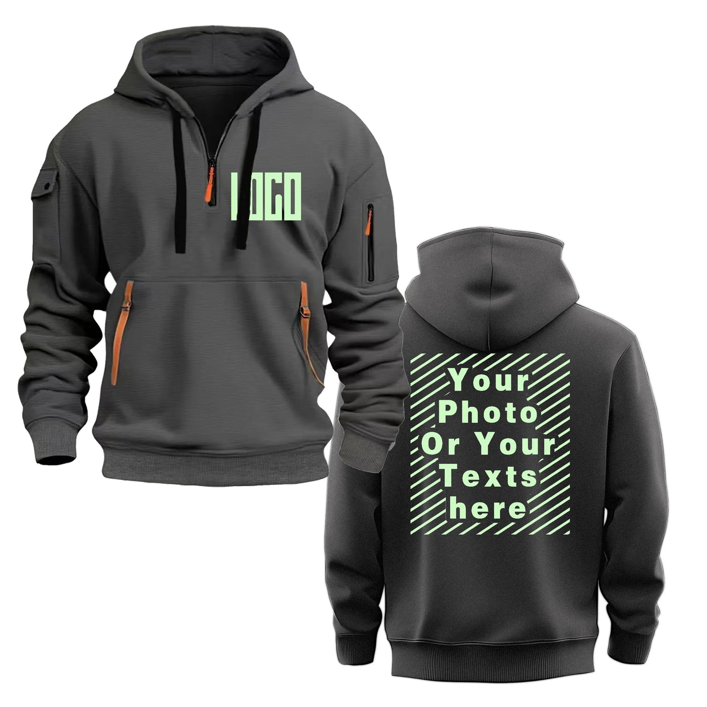 Hoodie Eget Tryck – Unisex Dragkedja & Ärmfickor | Reklamkläder & Profilprodukter