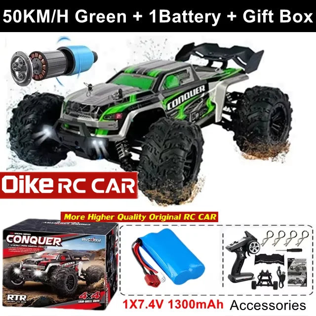 Oike RC Drift Car With LED Light 50KM/H / 80KM/H Brushless 4WD Remote Control Electric High Speed Racing Monster Truck for Adult