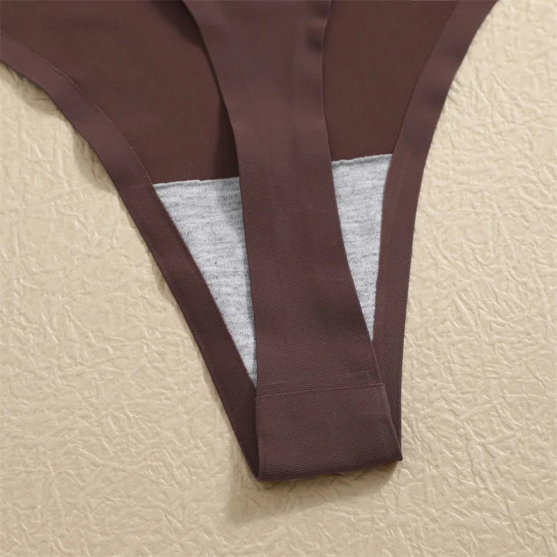 7PCS/Set Ice Silk Seamless Women G-String Panties Sexy Low-Waist Thongs T-Back Female Solid Color Soft Underwear Utral-Thin Pant