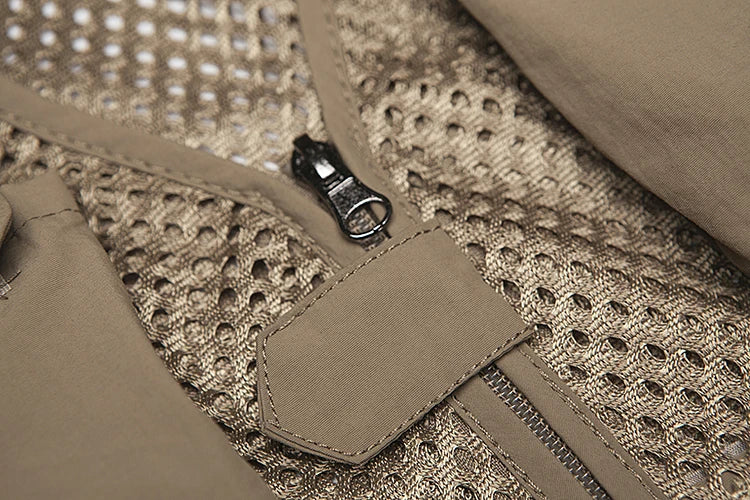 Plus Size Men's Vest Mesh Waistcoat Summer Tool Multi Pocket Work Wear Big Large Cargo Sleeveless Jacket Male Fishing Quick Dry