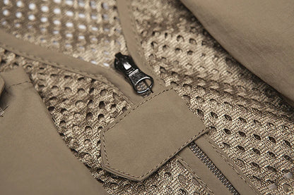 Plus Size Men's Vest Mesh Waistcoat Summer Tool Multi Pocket Work Wear Big Large Cargo Sleeveless Jacket Male Fishing Quick Dry