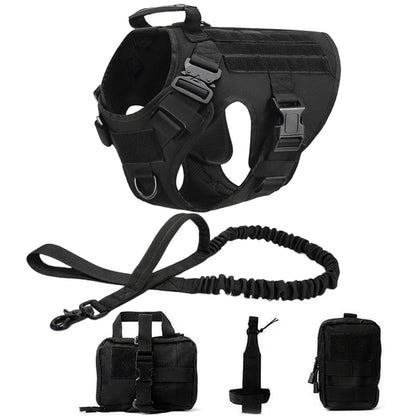 Taktisk Militärhundsele & Koppelset – För Schäfer, Golden Retriever & Stora Raser, S–XL