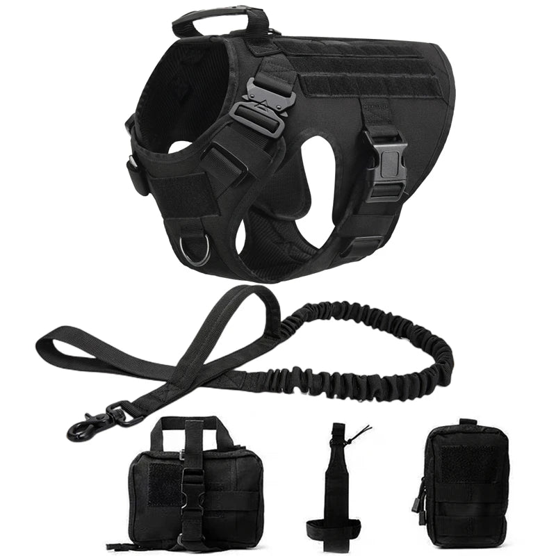 Taktisk Militärhundsele & Koppelset – För Schäfer, Golden Retriever & Stora Raser, S–XL