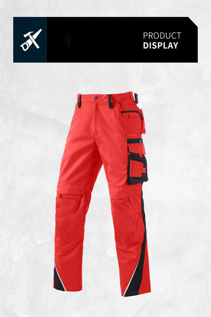 Men's Work Pants with Multi Pockets Two Tone Construction Pants with Reflective Stripes Cargo Pants Zipper Front Work Wear Pants