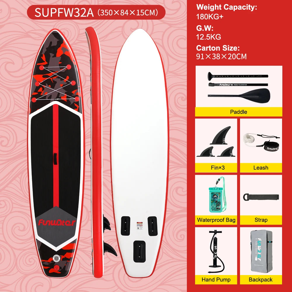 FunWater uppblåsbart SUP-bräde med tillbehör – flera storlekar