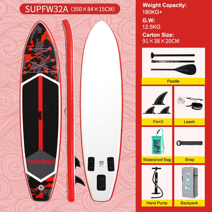 FunWater uppblåsbart SUP-bräde med tillbehör – flera storlekar