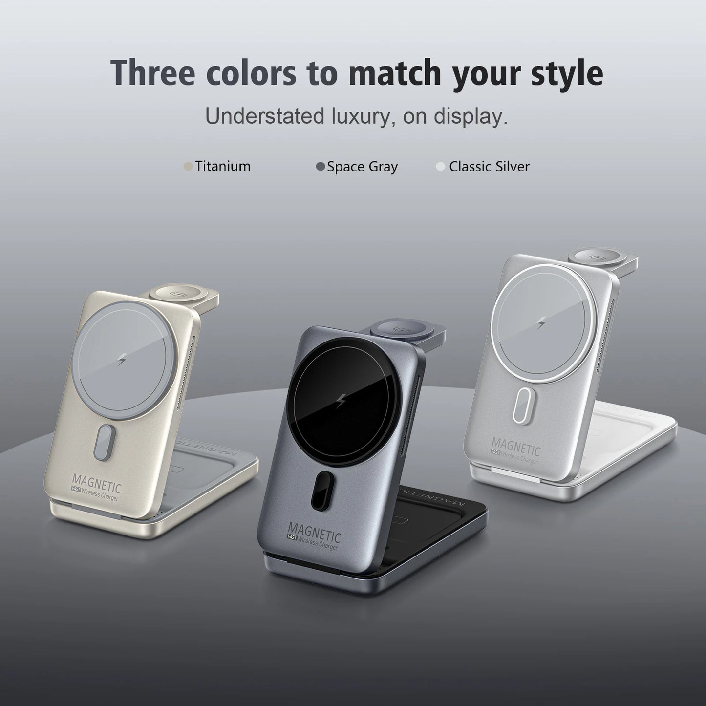 3-in-1 Foldable Magnetic Wireless Charger Station for iPhone 17/16/15/14/13/12 Apple Watch AirPods Wireless Charging Stand