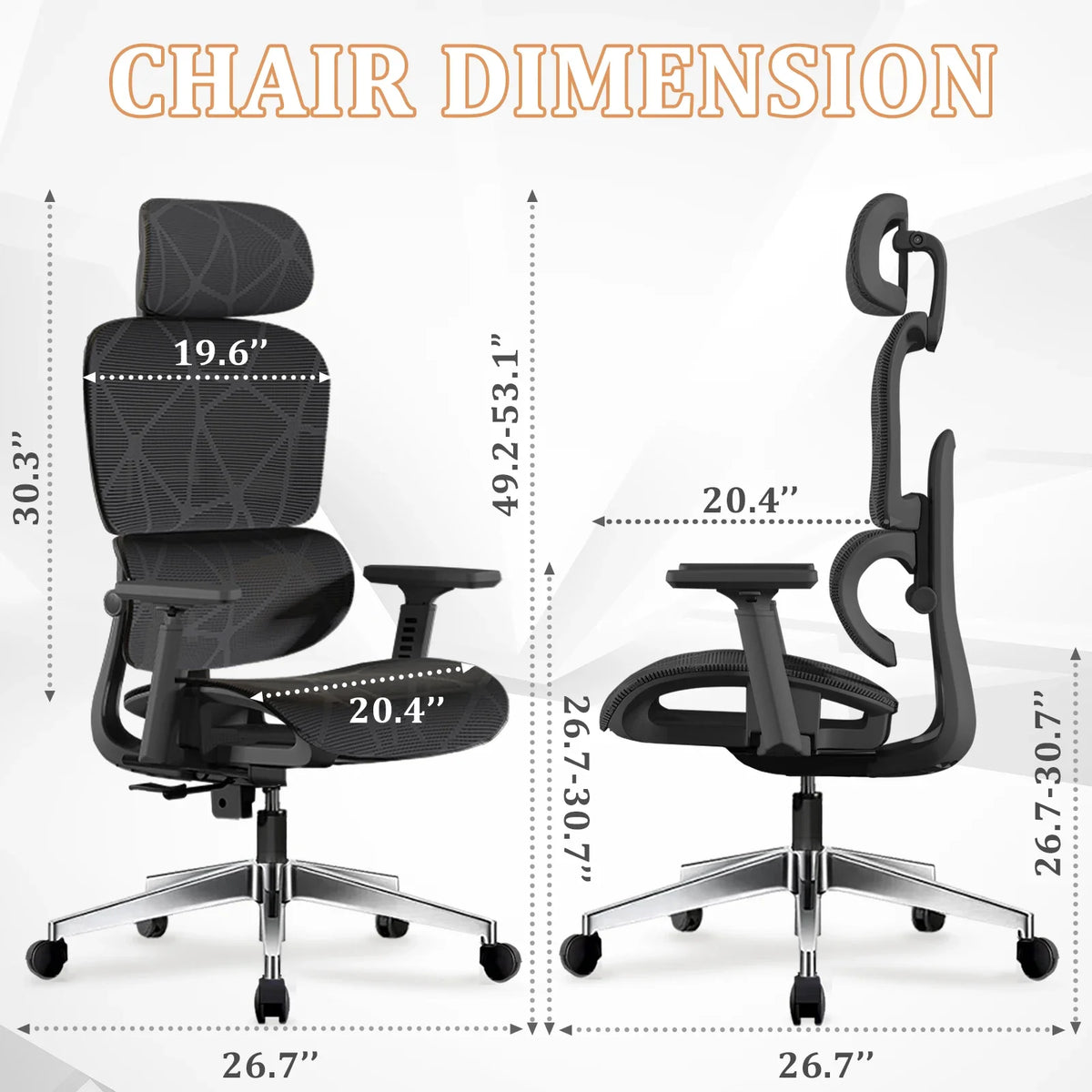 Ergonomic Office Chair Lumbar Support & Neck Pillow Soft Padded Armrests Breathable Mesh Multi-Position Height Adjustment Comfor