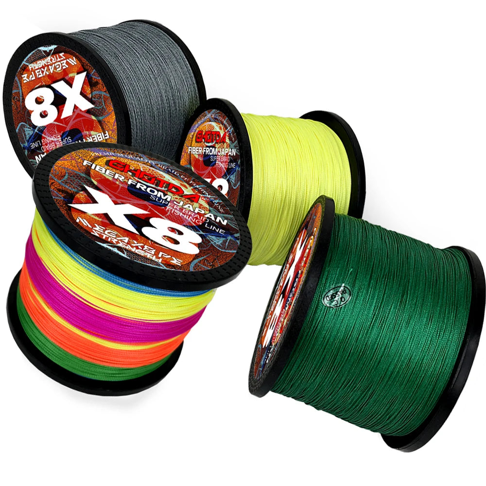 GHOTDA X8 Braided Lure Fishing Lines for JIG Pesca Carp Multifilament Fly Wire PE Line Saltwater 100M 300M 8kg-35kg Strong Cord