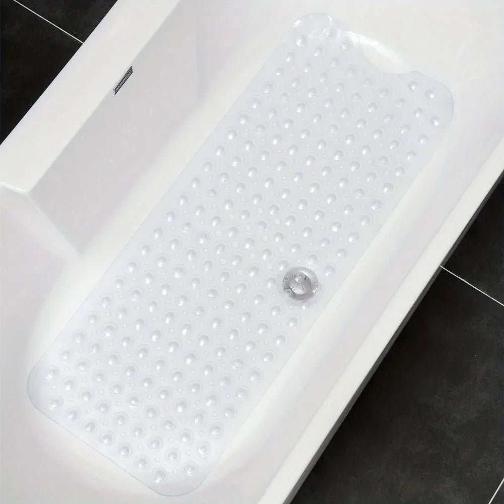 Non-Slip Bathtub Mat Shower Mat with Drain Holes and Suction Cups Machine Washable Household Bathroom Shower Carpet Bathroom