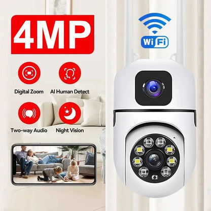 WiFi IP Camera Security Protection Dual Lens Dual Screen Wireless Indoor Monitor Auto Track PTZ CCTV Video Surveillance V380 Pro