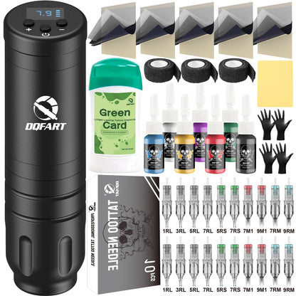 DQFART Tattoo Kit High Quality Tattoo Pen Kit For Beginners Makeup, Tattoo Machine New Cool Tattoo Power Supply Tattoo Gun Kit