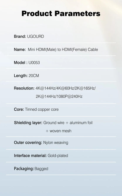 Mini/Micro HDMI hane till HDMI hona-adapter 4K