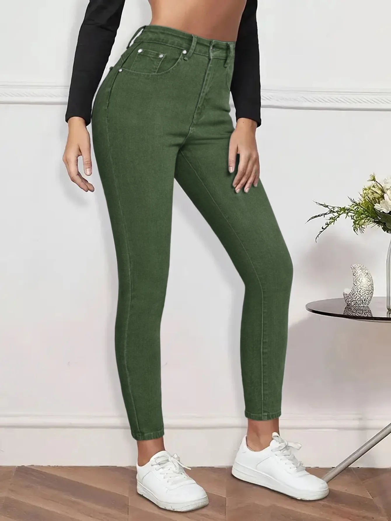 Women Pencil Pants Jeans Skinny Trousers High Waist Stretch Pockets Vintage Washed Female Streetwear Slim Full Length Denims
