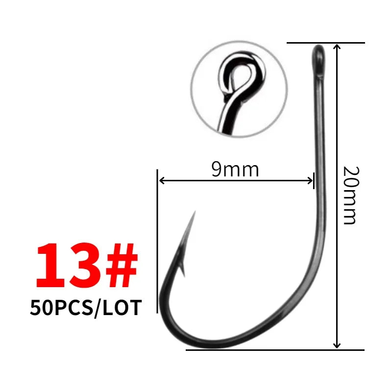 50pcs High Carbon Steel Curved Back Octopus Circle Hooks – Jig Hook for Fly Fishing & Carp Tackle