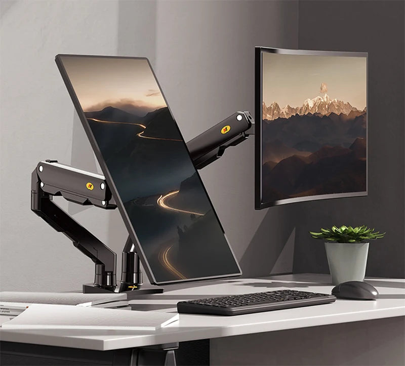 NB G55 Mechanical Spring Arm 27-34 Inch Dual Arc Screen Desktop Monitor Holder 5-16kgs Ultra Wide Monitor Mount with USB Port