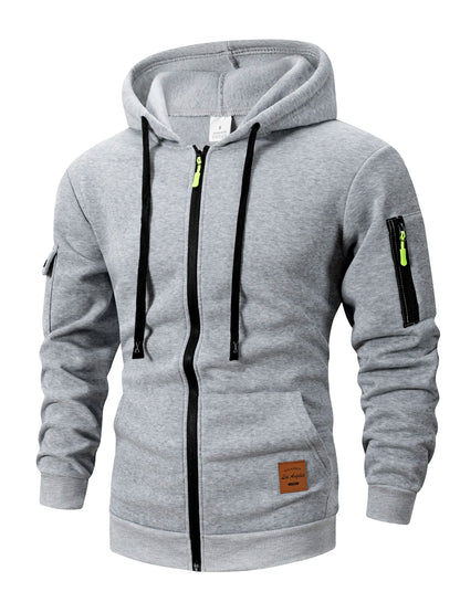 Herr Slim Fit Hoodie med Dragkedja – Långärmad Sweatshirtjacka, 5 Färger