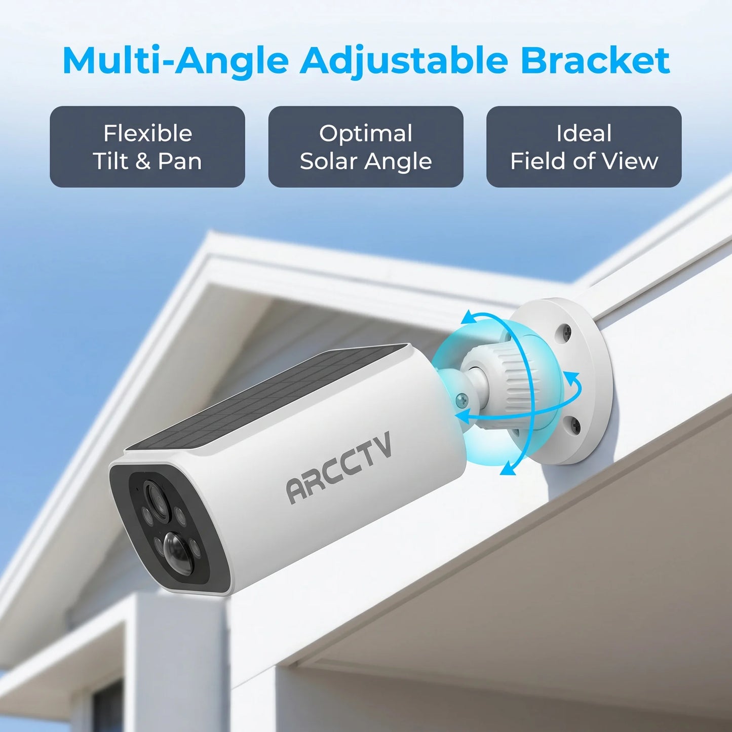 ARCCTV 2K WiFi Solar Camera Color Night Vision Two Way Talk FHD Surveillance Camera Outdoor Wireless IP66 Waterproof Siren Alarm