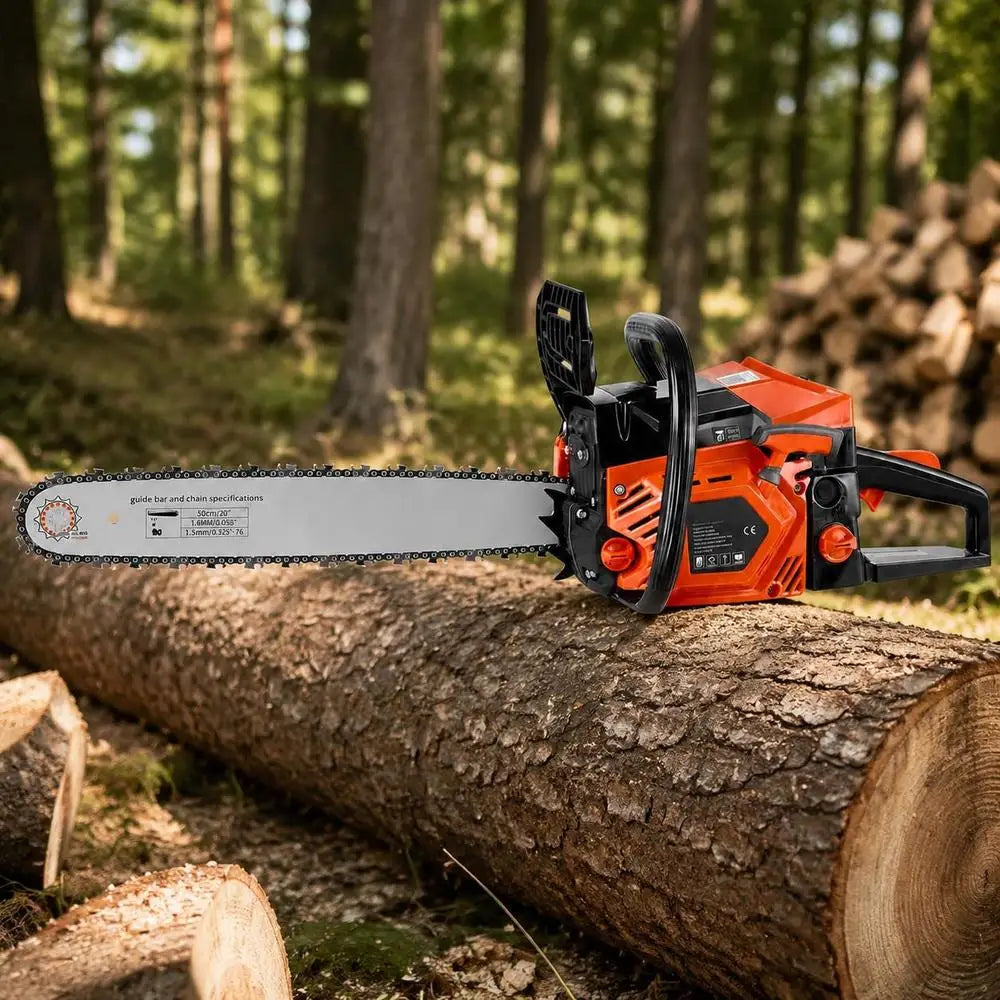 62Cc 2.7Kw Thermal Chainsaw 2-Stroke Gasoline Chain Saw for Wood Cutting, Pruning, Weeding, with 508mm Guide Bar, Throttle Synchronized Starter, Dual Tank