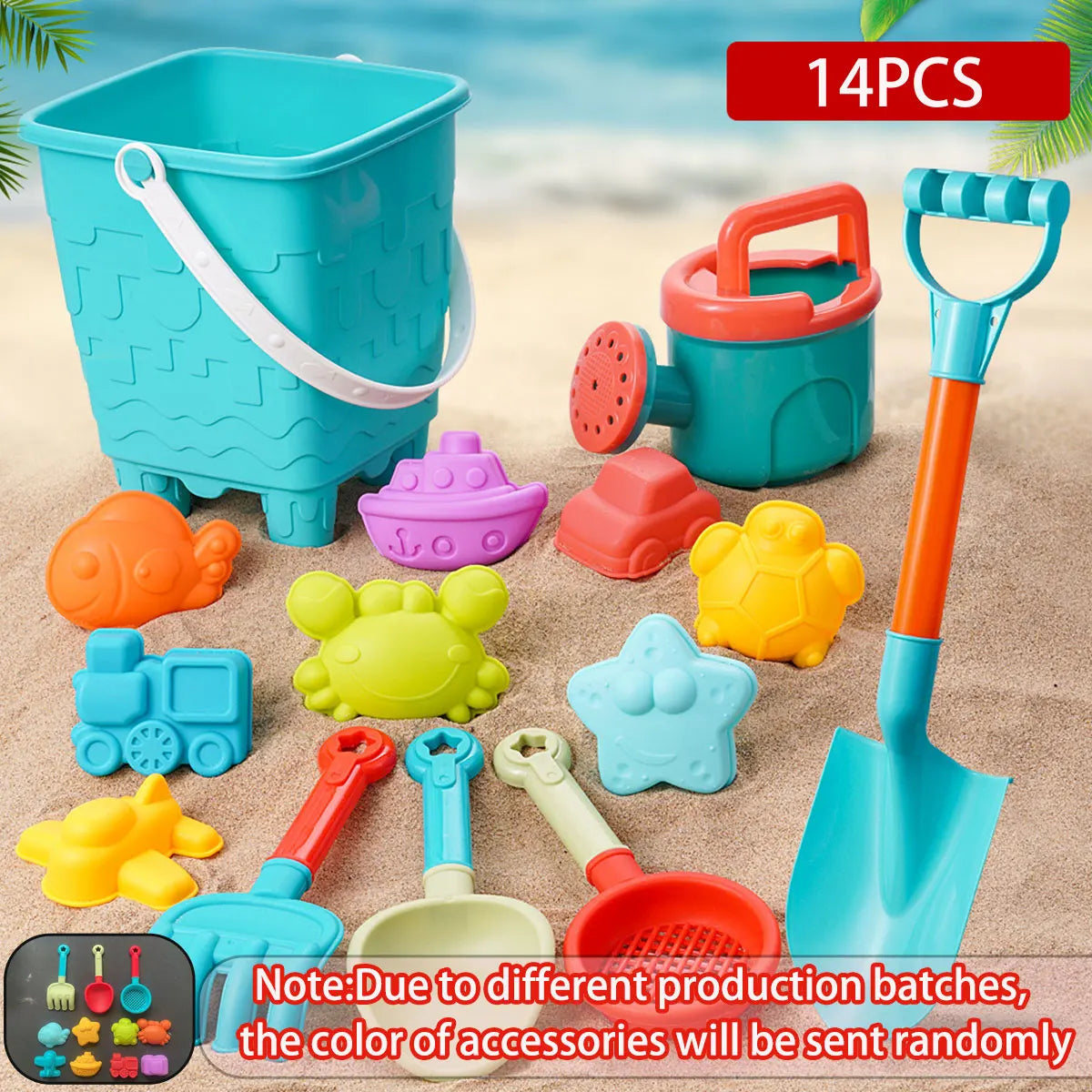 Barnstrandleksaker Set – 10/14/16 Delar Hink Spade Flaska Sand & Snö CE-märkt Utomhusleksak DSUE 2026