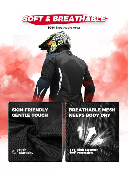 Motorcycle Riding Jacket Summer Breathable Men Women with 7Pcs Set CE Protective Gear Soft Mesh Body Protector Moto  Equipment