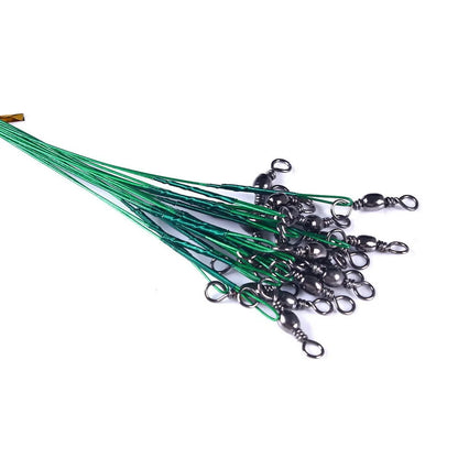 Anti Bite Steel Fishing Line Steel Wire Leader With Swivel Fishing Accessory Lead Core Leash Fishing Wire 15cm 20cm 25cm 30cm