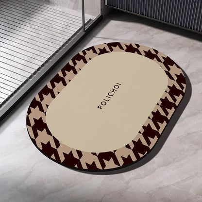 VIKAMA Premium Diatomaceous Earth Bathroom Mat - Absorbent Quick-Dry Anti-Slip Foot Rug for Shower Area Home Decor