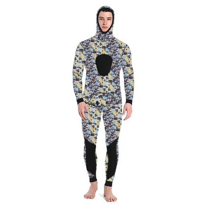 HOT Camouflage Long Sleeve Fission Hooded 2 Pieces Of 1.5/3MM Neoprene Submersible Suit For Men Keep Warm Waterproof Diving Suit