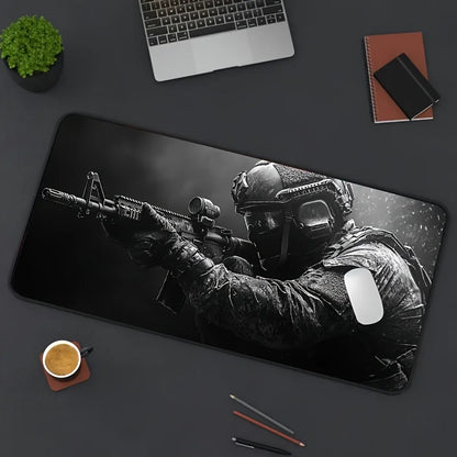 Large Mouse Pad Tactical Soldier Design Non-Slip XXL Desk Pad Gaming Accessories Stitched Edges for Home and Game for FPS Gamer