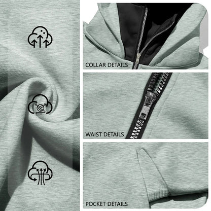 Autumn Men's Double-Layer Hooded Zip-Up Sweatshirt, Loose Casual Fit with Front Pockets, Ideal for Outdoor and Streetwear Style
